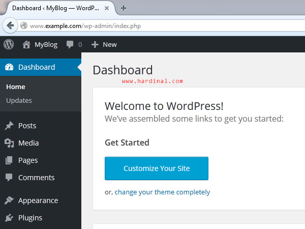 wordpress dashboard